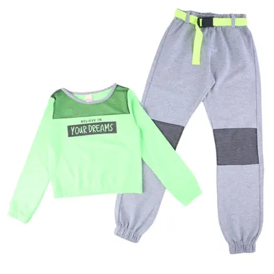 Conjunto Color Girl Blusão Com Detalhe Tela + Calça Em Moletom