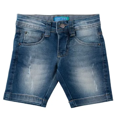 Bermuda Jeans Infantil Oznes Com Detalhe Puído