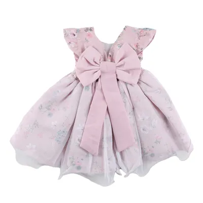 Vestido Manga Longa Bebê Planeta Rosa Estampado