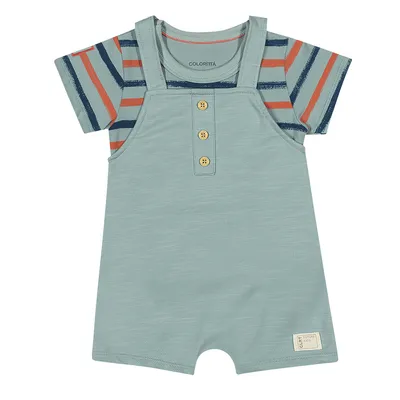 Jardineira Bebê Colorittá Com Blusa Listrada