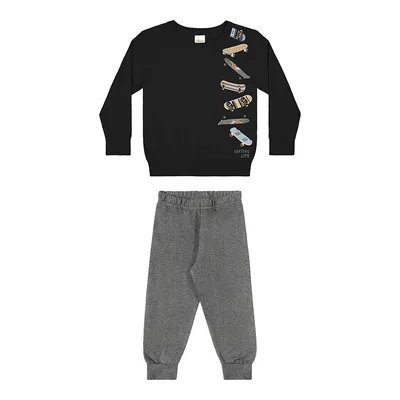 Conjunto Infantil Elian Blusão Moletom Estampado