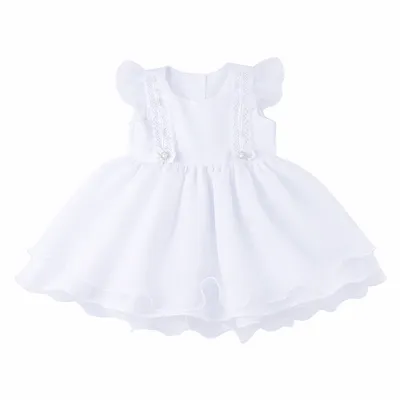 Vestido De Festa Bebê Din Don Quipir Com Pérolas E Tule