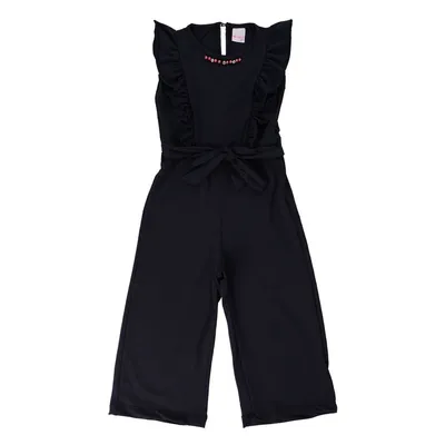 Macacão Longo Color Girl Cavado Com Babados E Pérola