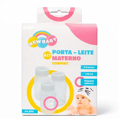 Porta Leite Materno New Baby 150ml ¿ Com 3 Unidades