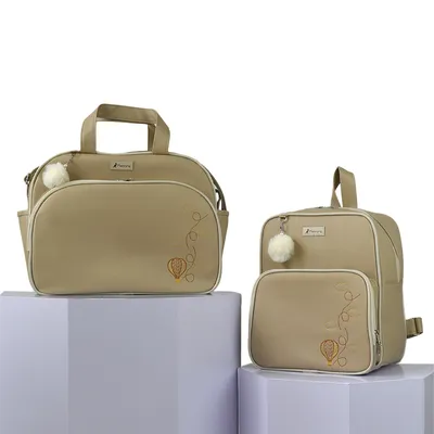 Bolsa Infantil Mappyng Bordado Balão E Pompom 2 Peças