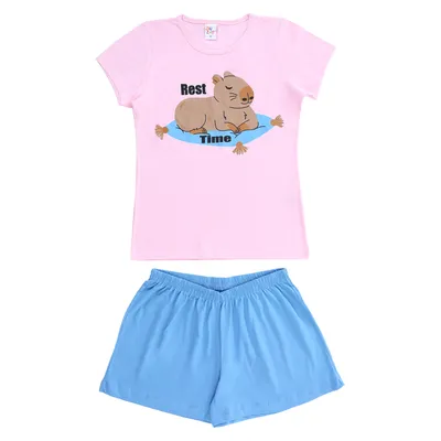 Pijama Juvenil Duzizo Meia Malha Estampa Capivara