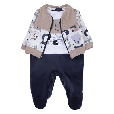 Macacão Longo Bebê Presente de Anjo Bordado Urso Polar