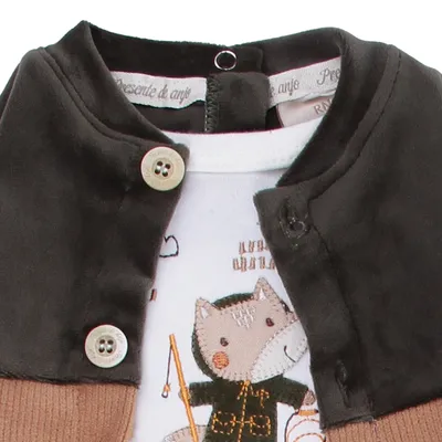 Macacão Longo Bebê Presente de Anjo Estampa Raposa