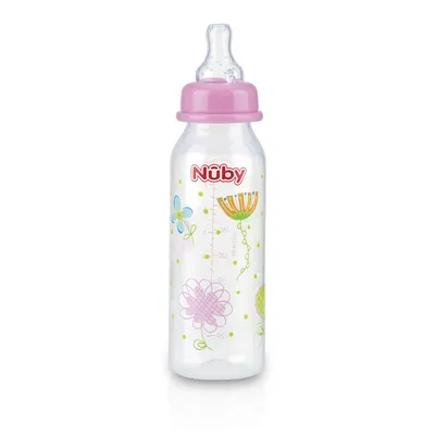 Mamadeira Bebê Nuby Estampada Rosa 240 ml