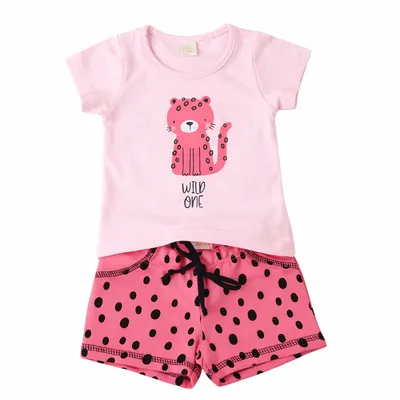 Conjunto Bebê Din Don Blusa Wild One + Shorts Estampado