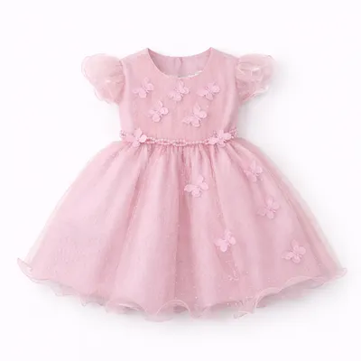Vestido Bebê Menina Bonita Poá Aplique Borboletas