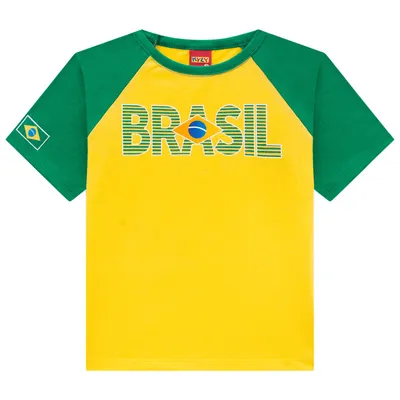 Camiseta Juvenil Kyly Manga Curta Estampa Brasil