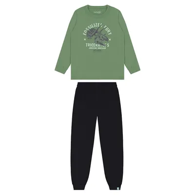 Conjunto Infantil Kamylus Blusão Estampa Dinossauro E Calça