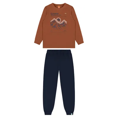 Conjunto Infantil Kamylus Blusão Estampa Montanha E Calça