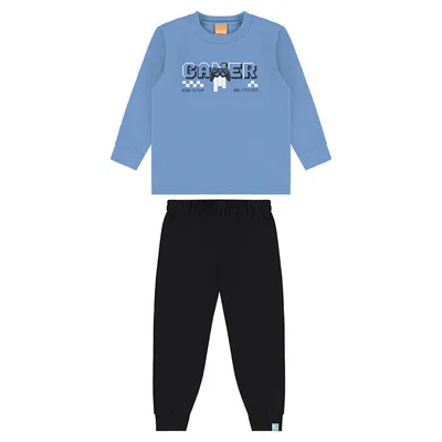 Conjunto Infantil Kamylus Blusão Estampa Gamer E Calça
