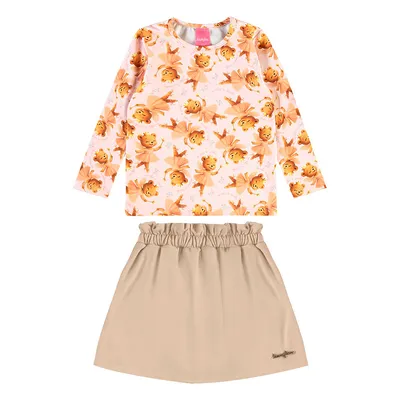 Conjunto Infantil Kamylus Blusa Estampada E Short Saia