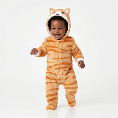 Macacão Longo Bebê Tip Top Capuz Bordado Gato