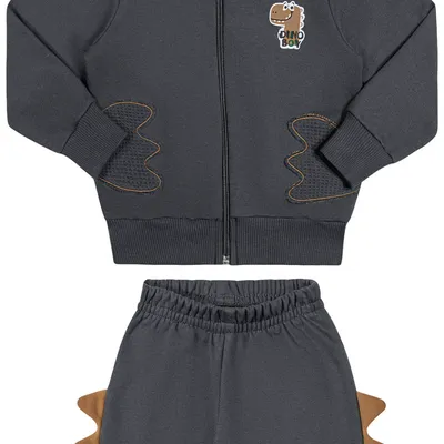 Conjunto Infantil Angerô Blusão Estampa Dinossauro E Calça