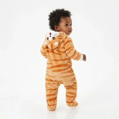 Macacão Longo Bebê Tip Top Capuz Bordado Gato