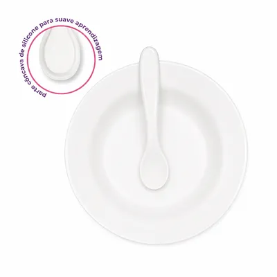 Kit Prato Lully Bebê e Colher com Ponta de Silicone 2 Peças