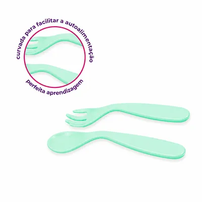 Kit Talheres Lully Bebê Formato Curvado 2 Peças