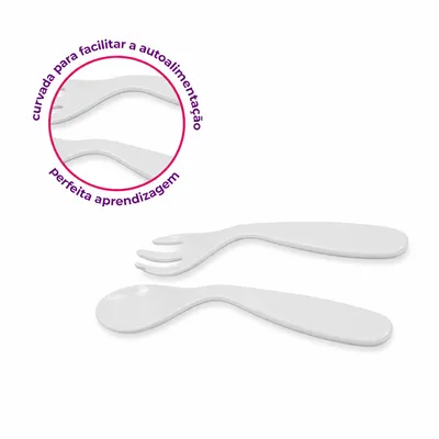 Kit Talheres Lully Bebê Formato Curvado 2 Peças