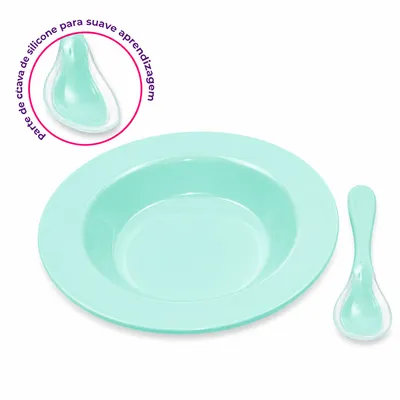 Kit Alimentação Lully Bebê Prato e Colher 2 Peças