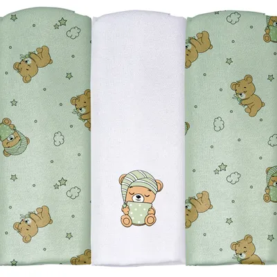 Kit Cueiro Bebê Pixuxu Estampa Urso Soninho 3 Peças