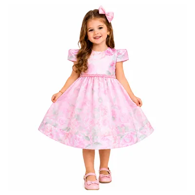 Vestido Infantil Cattai Manga Curta Estampa Floral