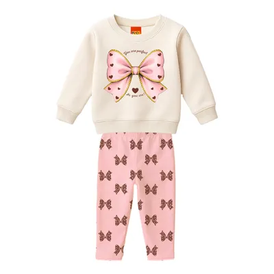 Conjunto Infantil Kyly Blusão Estampa Laço Moletom E Calça