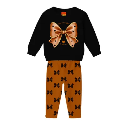 Conjunto Infantil Kyly Blusão Estampa Laço Moletom E Calça