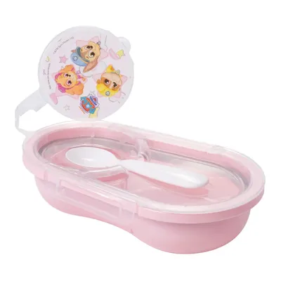Porta Papinha Plasutil E Colher Patrulha Canina Rosa