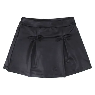 Short Saia Juvenil Rose Feijão Cirrê Aplique Laços