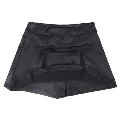 Short Saia Juvenil Rose Feijão Cirrê Aplique Laços