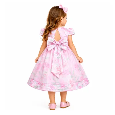Vestido Infantil Cattai Manga Curta Estampa Floral