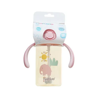 Copo Infantil Pimpolho Com Canudo e Alça Rosa 240ml Copo Infantil Pimpolho Com Canudo e Alça Rosa 240ml