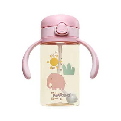 Copo Infantil Pimpolho Com Canudo e Alça Rosa 240ml