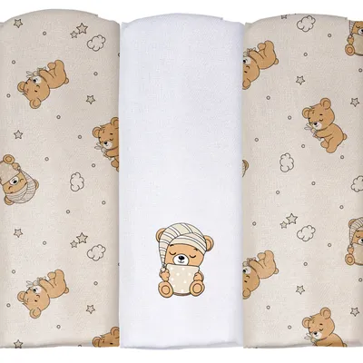 Kit Cueiro Bebê Pixuxu Estampa Urso Soninho 3 Peças