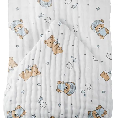 Toalha Soft Com Capuz De Centro Pixuxu Estampa Urso Azul