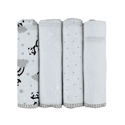 Kit Pano de Boca Bublim Estampa Panda 4 Peças