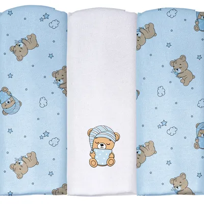 Kit Cueiro Bebê Pixuxu Estampa Urso Soninho 3 Peças