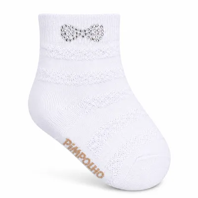 Meia Bebê Pimpolho Menina Trabalhada com Strass 2 Pares