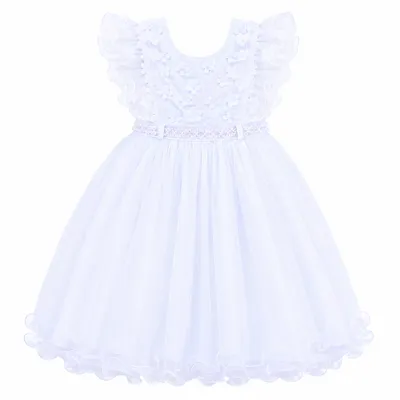 Vestido Infantil Menina Bonita Pala Flor E Cinto Pérola