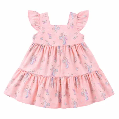 Vestido Bebê Din Don Estampa Cavalo Marinho