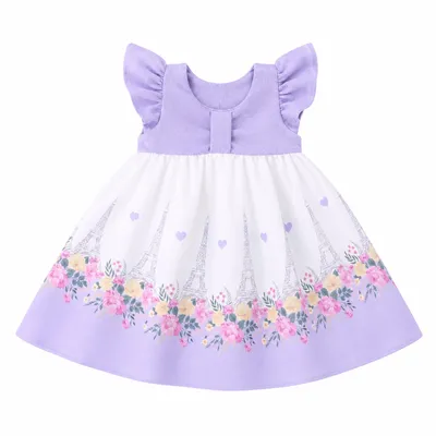 Vestido Bebê Din Don Creponado Estampado