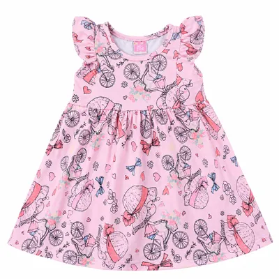 Vestido Bebê Din Don Cotton Estampa Bicicleta