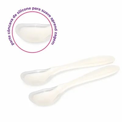 Kit Colher Lully Bebê Ponta de Silicone 02 Peças