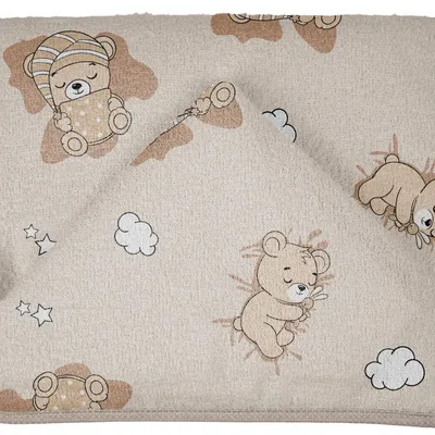 Toalha Felpa Com Capuz Pixuxu Estampa Urso Bege