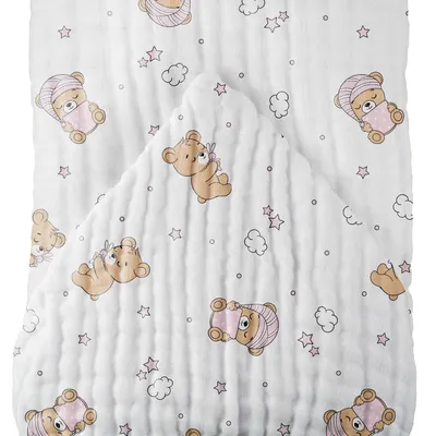 Toalha Soft Com Capuz De Centro Pixuxu Estampa Urso Rosa