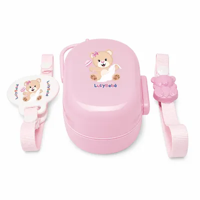 Porta Chupeta Lully Bebê e Prendedor Urso